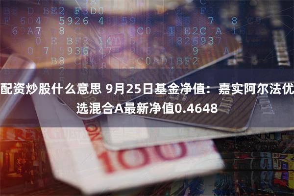 配资炒股什么意思 9月25日基金净值：嘉实阿尔法优选混合A最新净值0.4648