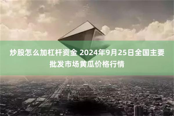 炒股怎么加杠杆资金 2024年9月25日全国主要批发市场黄瓜价格行情