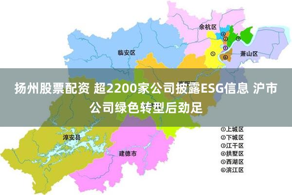 扬州股票配资 超2200家公司披露ESG信息 沪市公司绿色转型后劲足